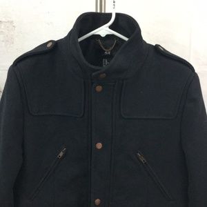 H&M Black Zipper snap 38R jacket wool blend